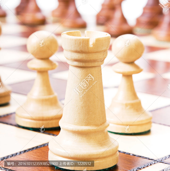 白色背景下的國際象棋。
