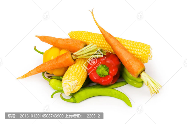 白色背景上分離的各種蔬菜
