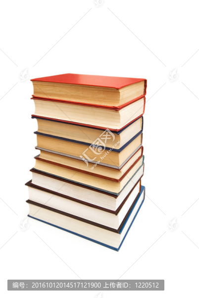 白色背景下的書籍堆疊