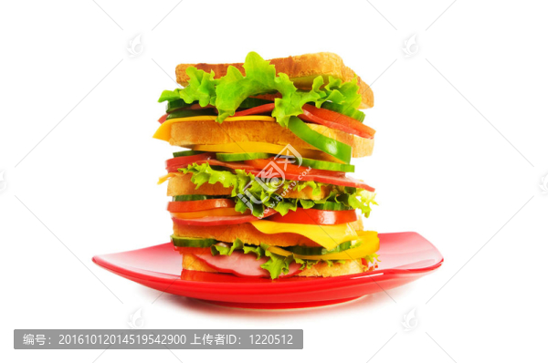 板與巨大的三明治孤立在白色