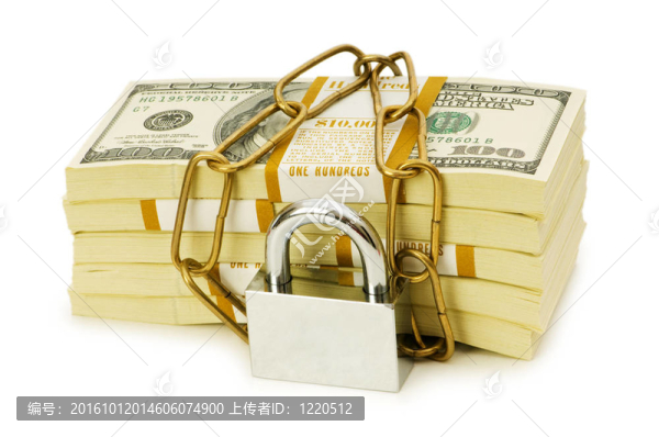 金融安全觀-白色掛鎖和美元
