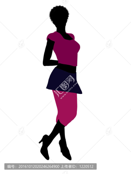 美國黑人休閑女性剪影