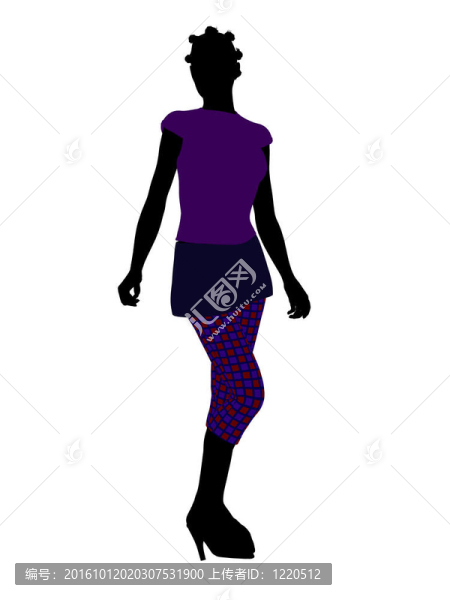 美國黑人休閑女性剪影