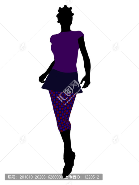美國黑人休閑女性剪影