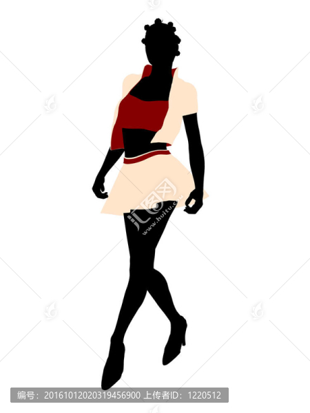 時尚黑人女性插畫剪影