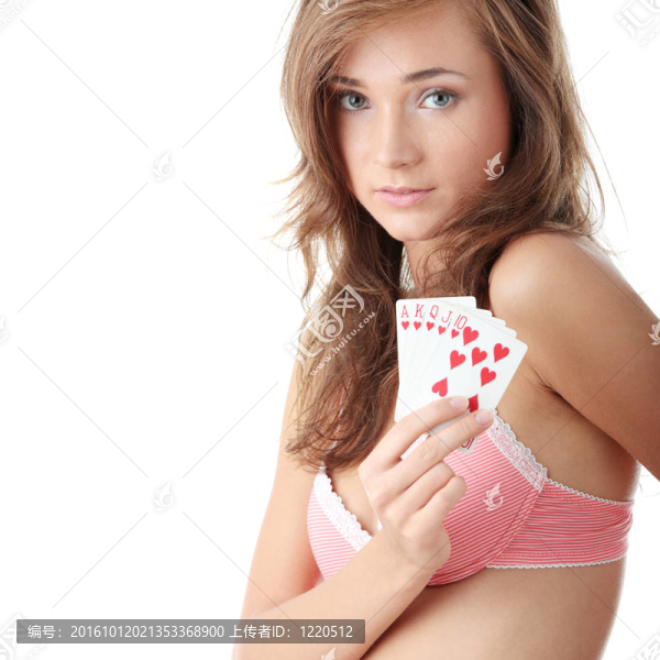 性感的女士與撲克組合