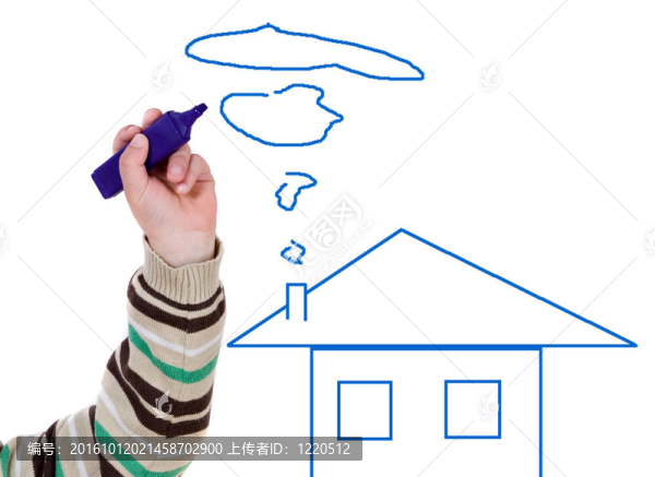 可愛的男孩畫一個房子
