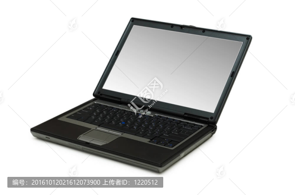 白色背景上的銀色筆記本電腦