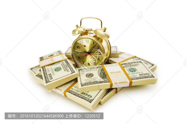 時(shí)間是金錢概念與美元和時(shí)鐘