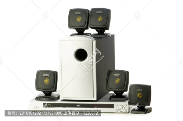 白色的DVD播放器和揚聲器
