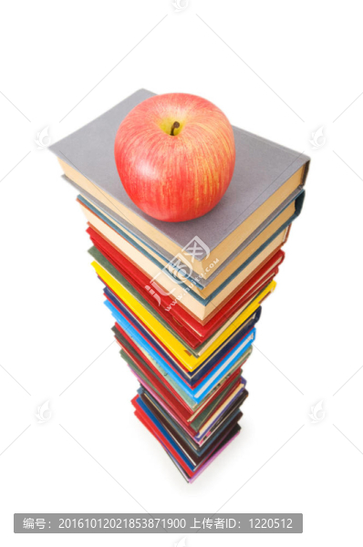 回到學(xué)校的概念與書籍和蘋果