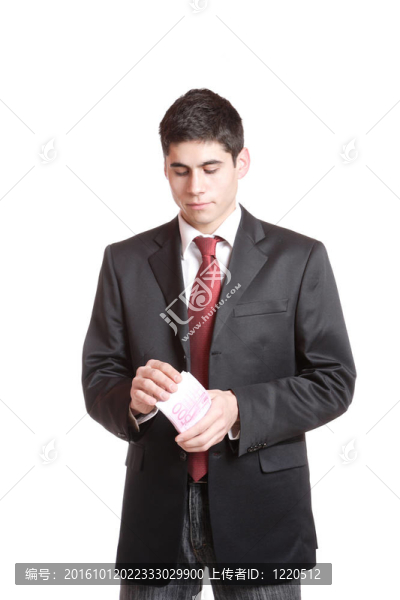 一個(gè)商人持有金錢(qián)的肖像