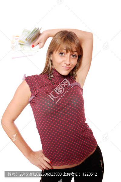 一群歐元鈔票的快樂(lè)女人。