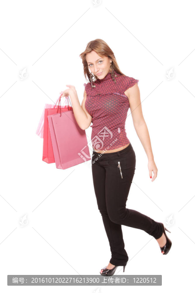 帶購(gòu)物袋的快樂女人