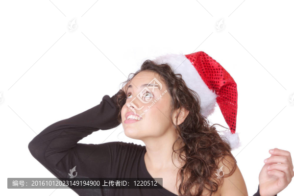戴圣誕帽的年輕女子