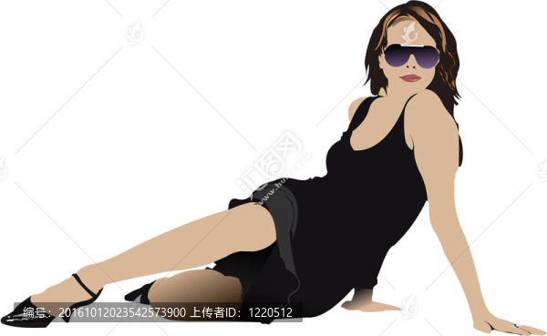 穿黑衣服的女人。插畫(huà)