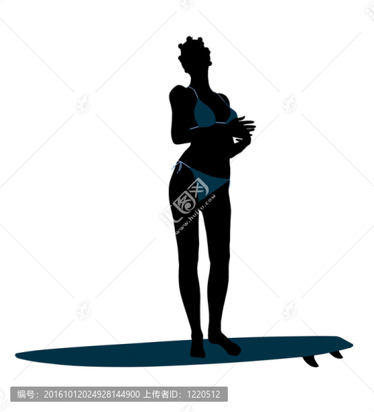 非裔美國女性沖浪剪影插圖
