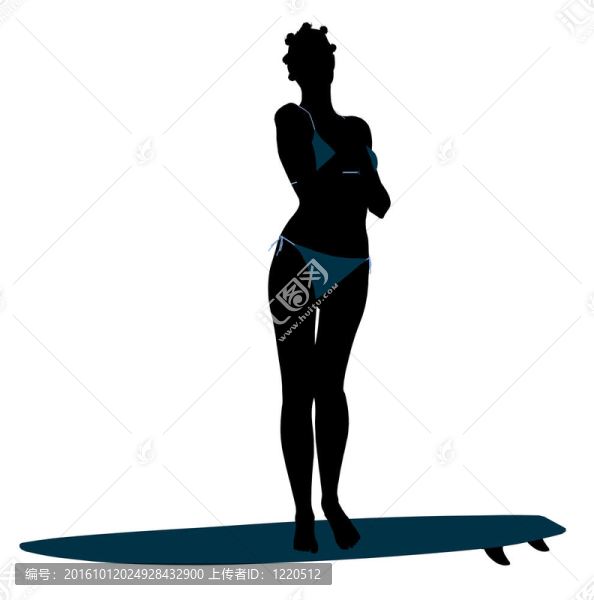非裔美國女性沖浪剪影插圖
