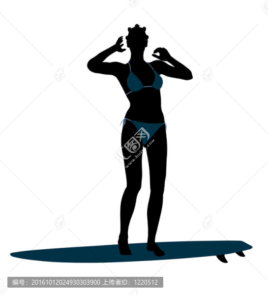 非裔美國女性沖浪剪影插圖
