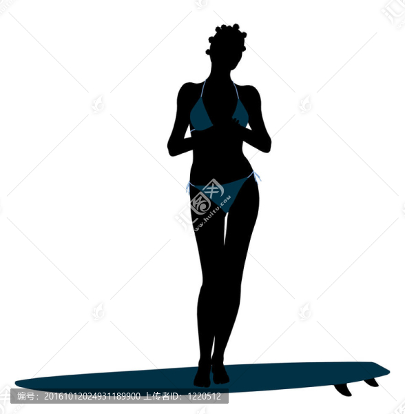 非裔美國女性沖浪剪影插圖