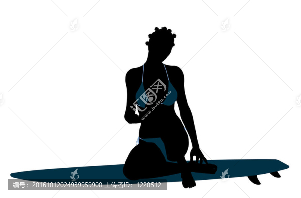 非裔美國女性沖浪剪影插圖