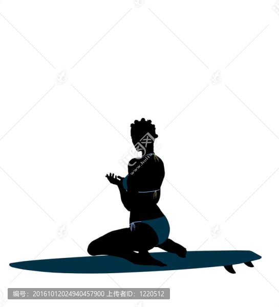 非裔美國女性沖浪剪影插圖