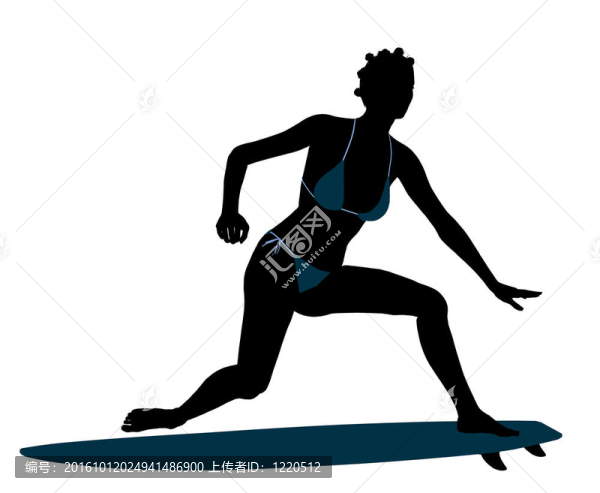非裔美國女性沖浪剪影插圖