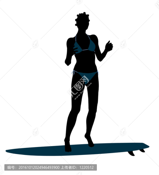 非裔美國女性沖浪剪影插圖