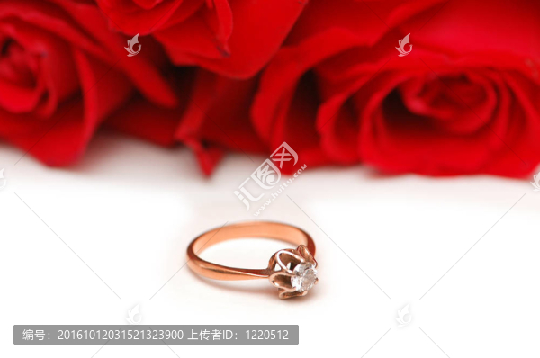 婚禮和情人的概念與玫瑰和戒指