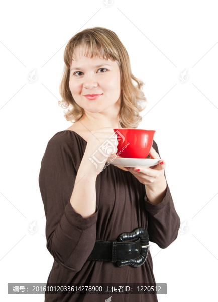 女孩，用一杯白茶