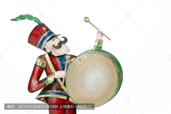 扮演Drum,Isolated,White的玩具士兵