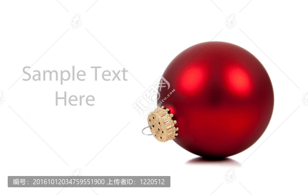 一個(gè)紅色的圣誕飾品/擺設(shè)在白色空間復(fù)制