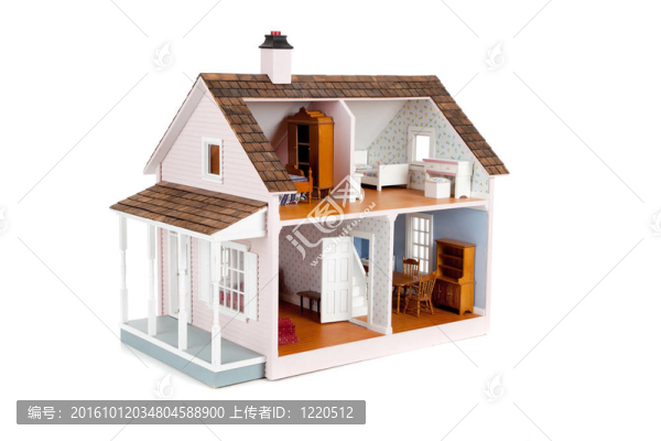 白色的家具粉紅色的娃娃屋