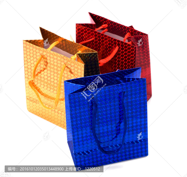 白色背景上閃閃發(fā)光的紙禮品袋