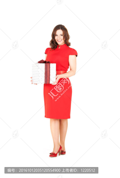 帶禮品盒的快樂女人