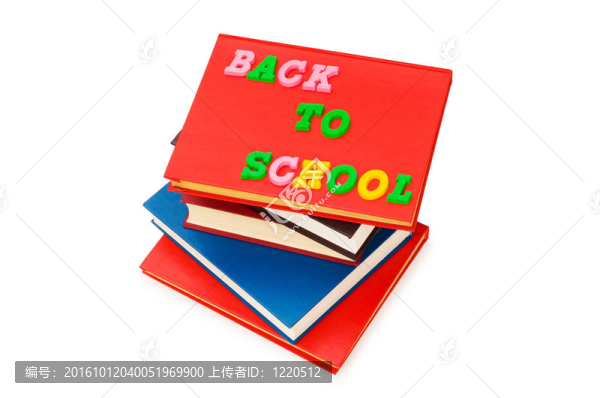 回到學校的概念與書籍的白色