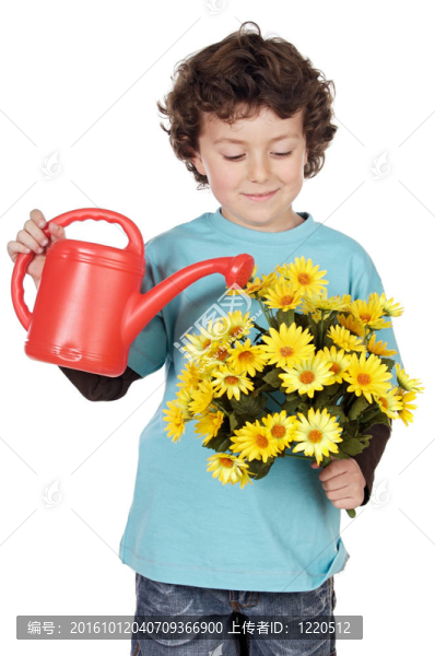 可愛(ài)的男孩與鮮花