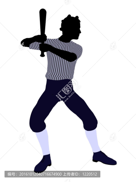 非洲裔美國棒球選手插畫剪影