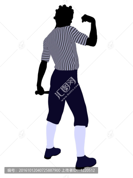 非洲裔美國棒球選手插畫剪影