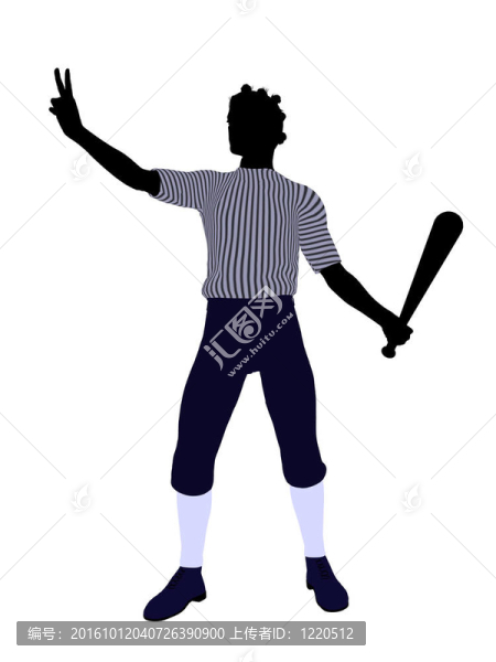 非洲裔美國棒球選手插畫剪影