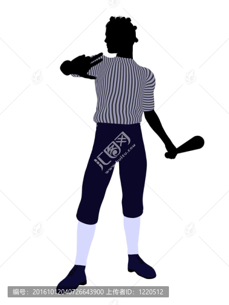 非洲裔美國棒球選手插畫剪影