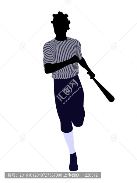 非洲裔美國棒球選手插畫剪影
