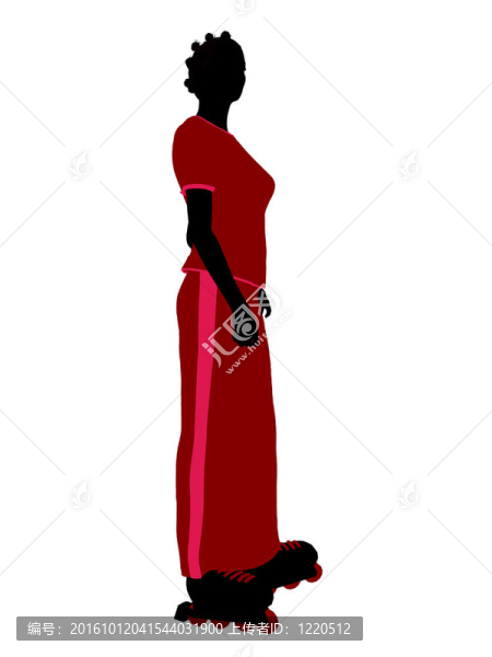 非裔美國女性溜冰的剪影