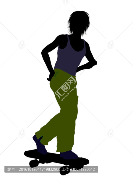 男滑板剪影