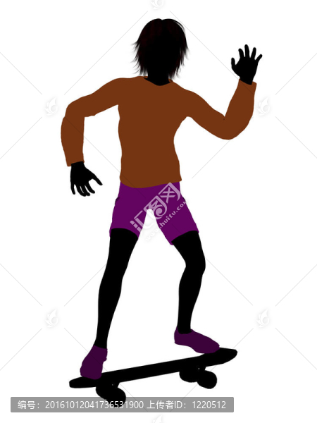 男滑板剪影