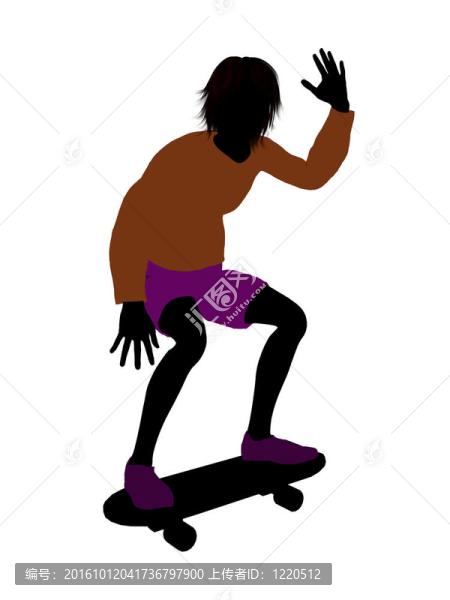 男滑板剪影