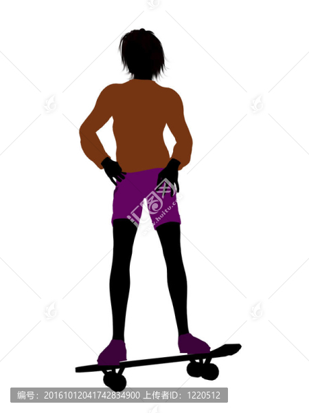 男滑板剪影