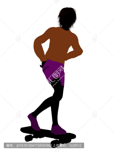 男滑板剪影