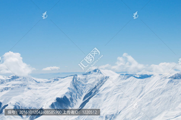在冬天的雪下的高山