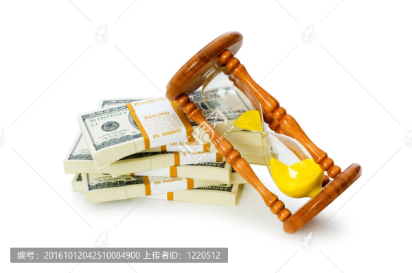 時(shí)間是金錢概念與美元和沙漏